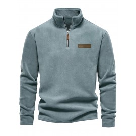 New Half-Zip Men's Top, Stand Collar Half-Zip Long Sleeve Pullover
