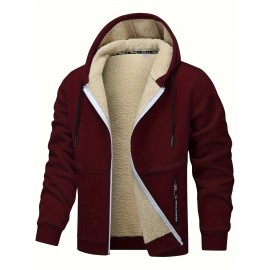 Men'S Fleece Lined Hooded Anorak | Thermal Winter Jacket, New Warm Windbreaker, Four-Season Cold Weather Coat, Regular Fit, Fabric