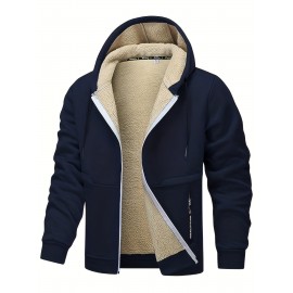Men'S Fleece Lined Hooded Anorak | Thermal Winter Jacket, New Warm Windbreaker, Four-Season Cold Weather Coat, Regular Fit, Fabric